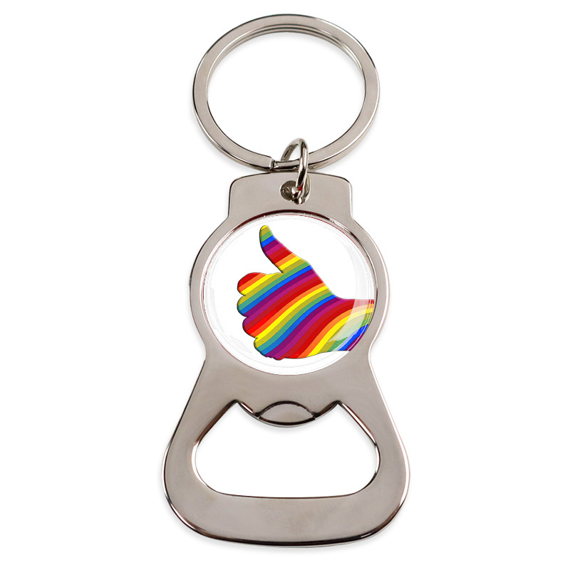 Wholesale Personalized rainbow Pride Metal Key Chain Custom Logo Beer Bottle Opener