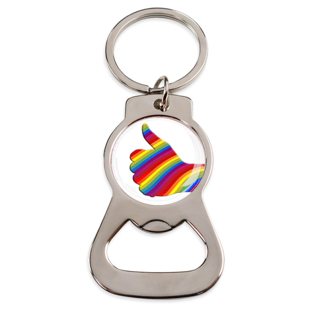 Wholesale Personalized rainbow Pride Metal Key Chain Custom Logo Beer Bottle Opener