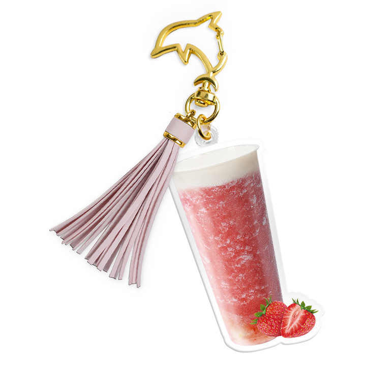 Custom Hot Sale Boba Milk Tea Acrylic Resin Keychain Plastic Epoxy Charms with Unique Tassels