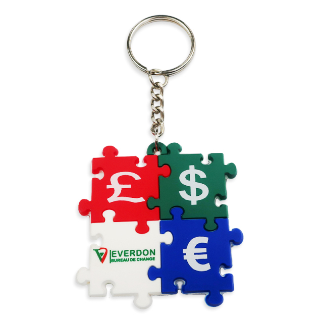 Fashion Silicone Rubber Keychain Personalized Promotional Souvenirs Gift Rubber Plastic Puzzle Keychain