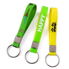 Custom Cute Soft Rubber Band Silicone Bracelet Wrist Bands Wristlet Strap Key Chains Printed Concert Wristband Keychain