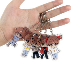 Custom clear Glitter Acrylic Keychains Epoxy Holographic Kpop Printed Acrylic Charms