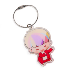 Custom Logo Double Sides Glitter Hologram Acrylic Key Chain Anime Acrylic Charm Transparent Plastic Keychain