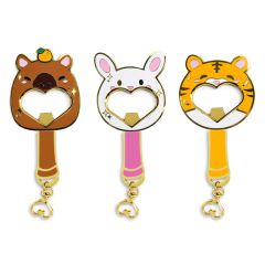 High Quality Custom Painted Plated Color Hardware Laser Engraving logo Bottle Opener Key Ring with logo