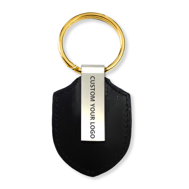 Promotional Gifts Fashion Trending Custom logo Buckle Key Holder Metal Leather Round Keychain  Gift Key Chains