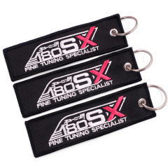 Custom Logo Embroider Motorcycle Car Key Ring Gifts Luggage Tag Fobs Keychains Customized Short Lanyard Patch Keychain