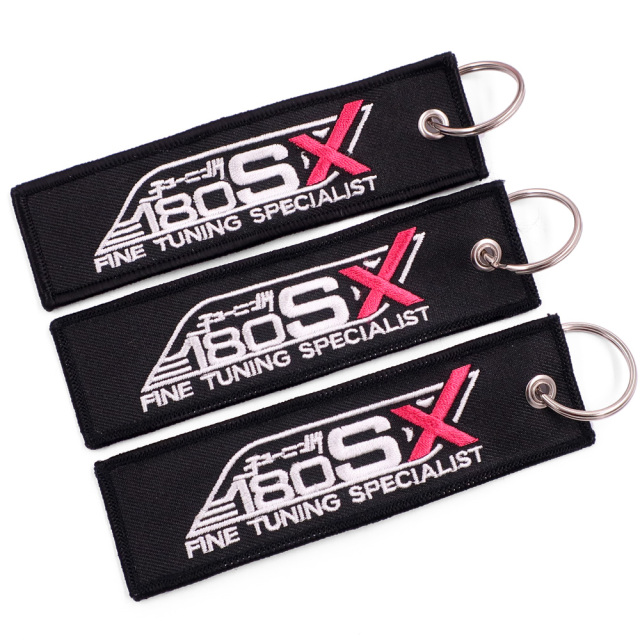 Custom Logo Embroider Motorcycle Car Key Ring Gifts Luggage Tag Fobs Keychains Customized Short Lanyard Patch Keychain