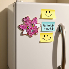 Fast Customizable Cute Anime Picture Metal Engraved Alloy Durable Glitter Fridge Magnet Packaging