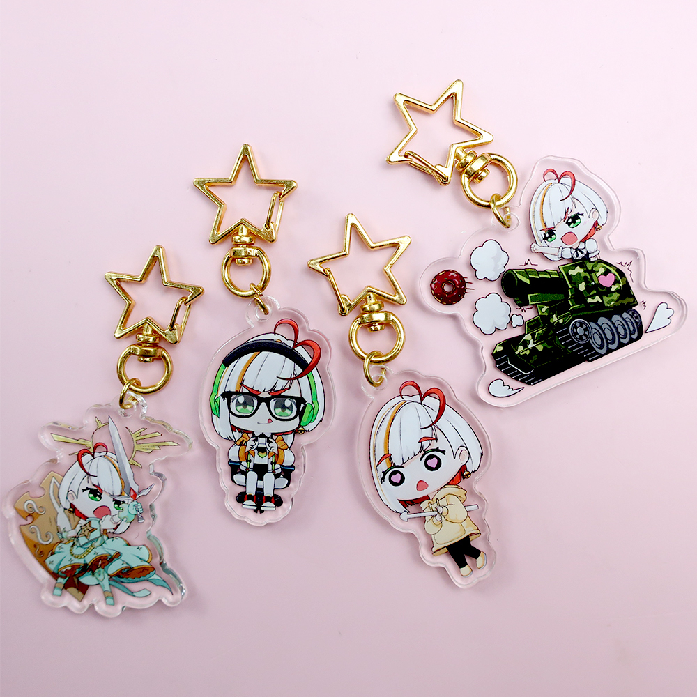 Make Your Own logo Design Customized clear Glitter Acrylic Keychain Charms Holographic Custom Anime Printed Acrylic Charms
