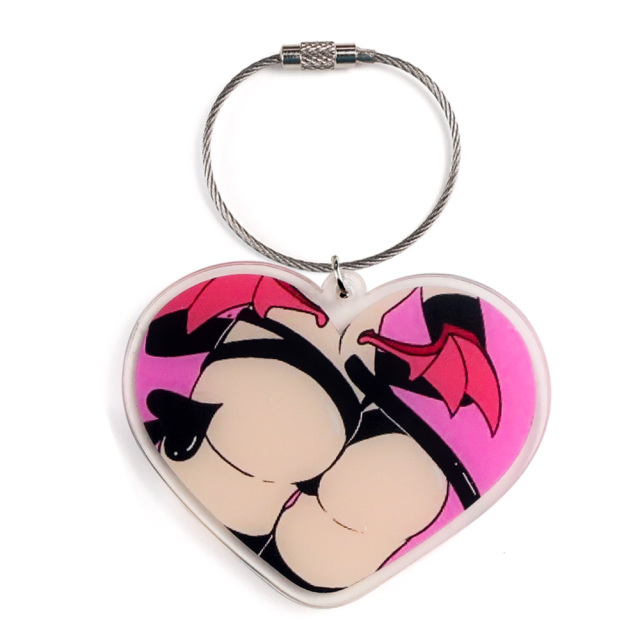 Custom Printed Promotion clear Acrylic logo Glitter Acrylic Heart Keychain Charms Acrylic Keychain Key Chain Accessories