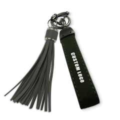 Custom Tassel Wristlet Keychain Luxury Leather Keyring for Engraving