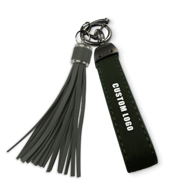 Custom Tassel Wristlet Keychain Luxury Leather Keyring for Engraving