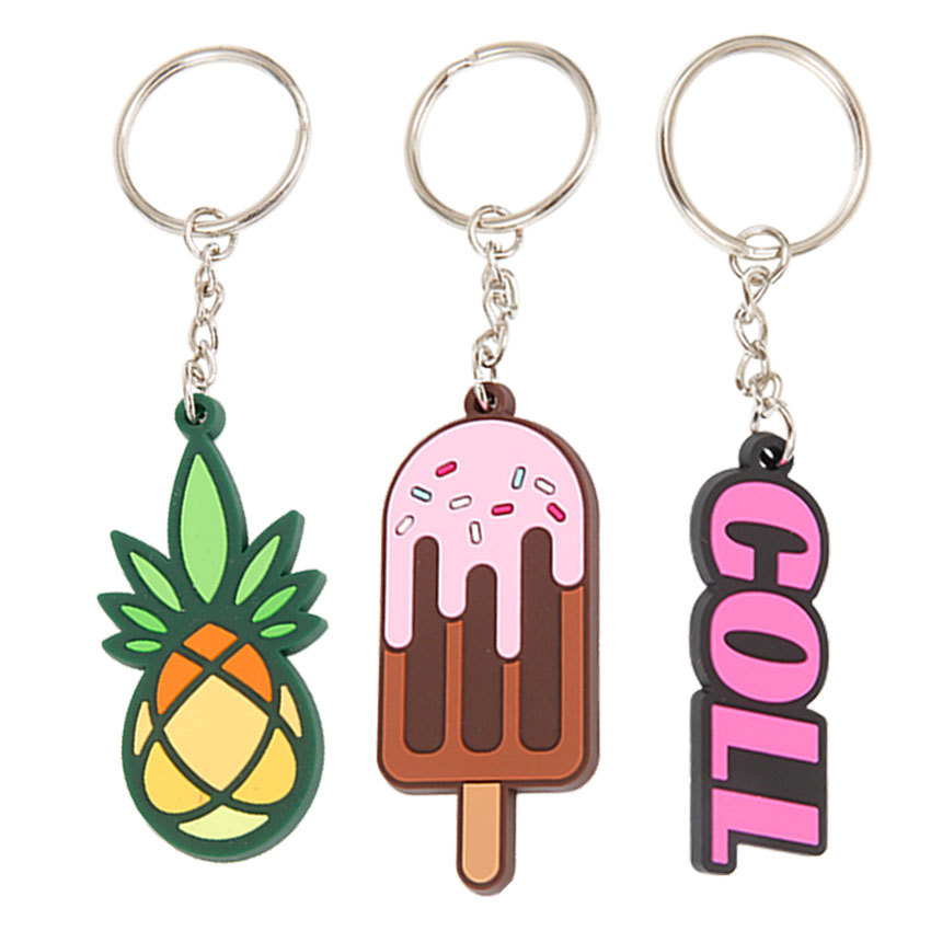 Custom Key Chains and Handbag Charms Food Pvc Hamburger Coloured Keyring