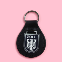 Fast Custom  Luxury Gifts Car Metal Logo Keyring Wholesale Award Star Shape Pu Leather Keychain