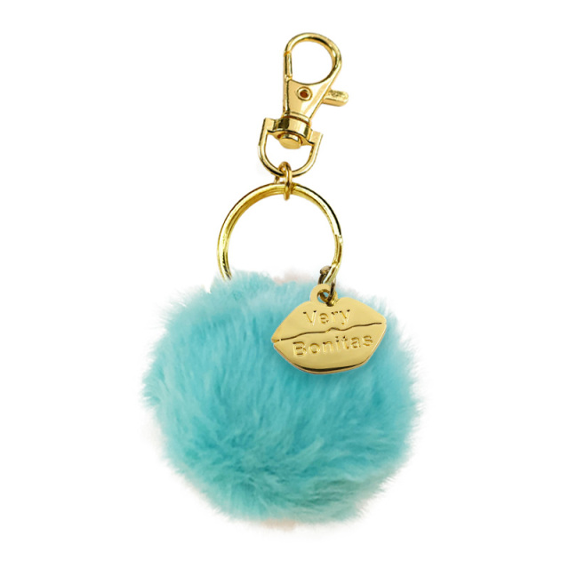 Factory Direct Sale Free Design Promotional Gift Custom Metal Pendante Charm Fur Ball Keychain Pom Pom Keychain