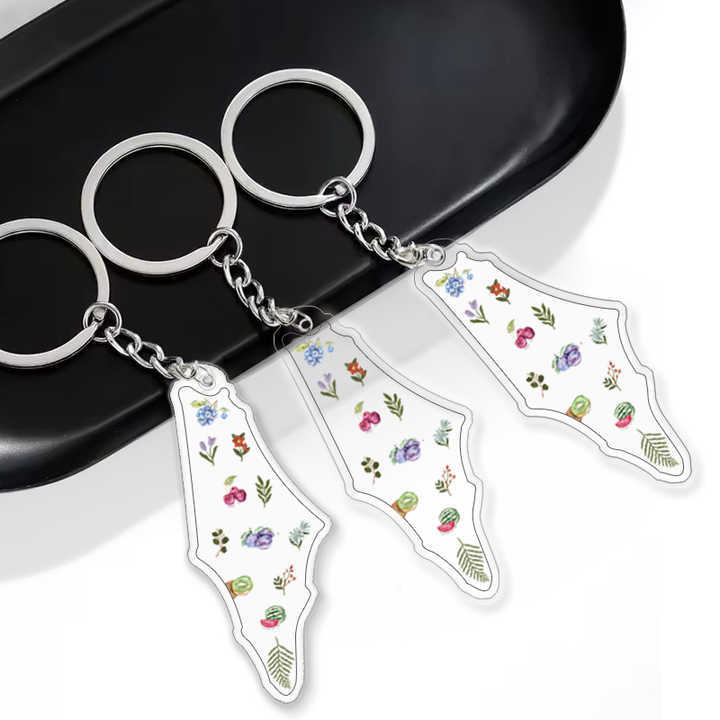 Custom Double Sided Acrylic Transparent Keychain Charm Holographic Palestine Key Chain