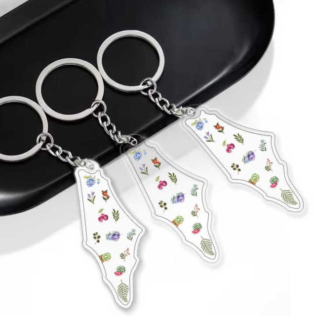Custom Double Sided Acrylic Transparent Keychain Charm Holographic Palestine Key Chain