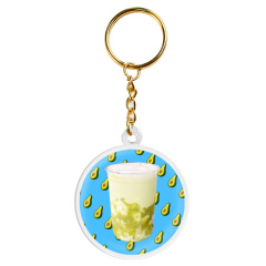 Custom logo Acrylic Key Rings Wholesale Double Sided Printed Boba Milk Tea Cup Acrylic Keychain Charms for Jewelry Making