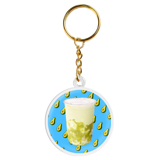 Custom logo Acrylic Key Rings Wholesale Double Sided Printed Boba Milk Tea Cup Acrylic Keychain Charms for Jewelry Making