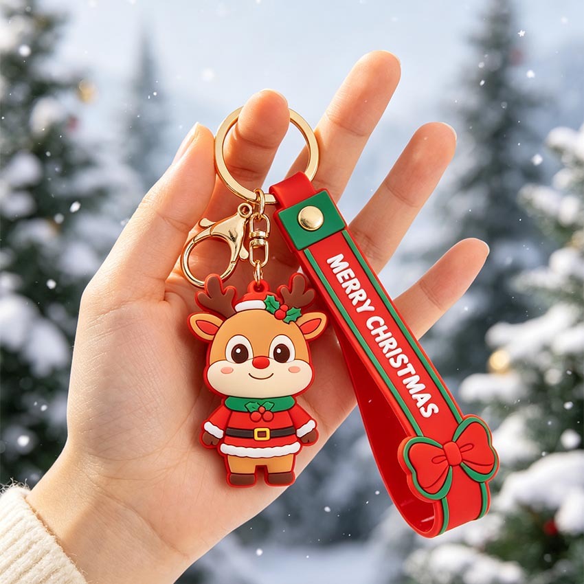 Personalized Christmas PVC Keychain Custom Holiday Party Favor Gift