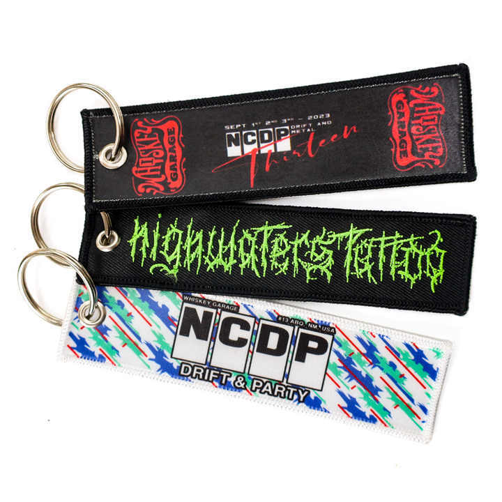Free Custom Fabric Brand Key Ring Embroidered Double Sided logo Personalize Jet Tag Woven Printed Embroidery Keychain