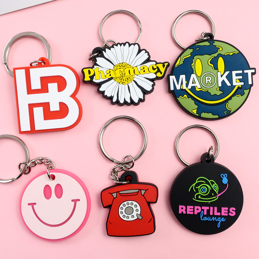 Custom Kids Plastic Rubber Pvc Daisy Keychain Custom Key Chain Silicone Keyring
