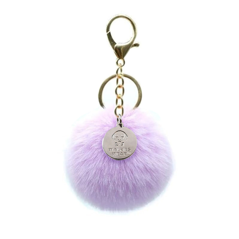 Wholesale Factory Multi Colors Fur Ball Cute Puff Key Ring Pompom Metal Charm Plush Keychain for Women
