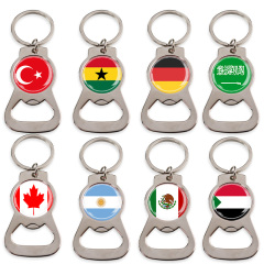 Custom Wholesale Personalised Round Epoxy Sticker Metal Beer Unique Bottle Opener Keychain