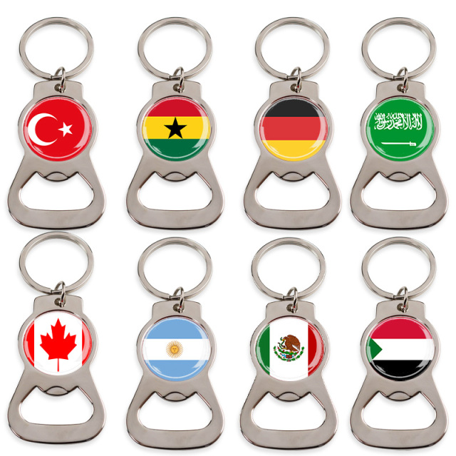 Custom Wholesale Personalised Round Epoxy Sticker Metal Beer Unique Bottle Opener Keychain