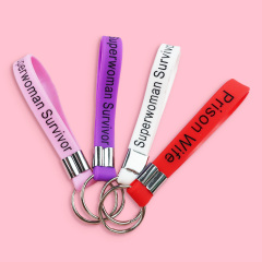 Custom Designer Silicone Bracelet Wristlet Pvc Rubber Key Chain Soft Eco Strap Keychain