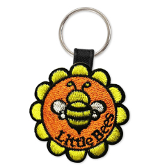 Wholesale Custom Ribbon Anime Brand logo Embroidery Patch Fabric Keyring Jacquard Keychain
