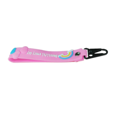 Promotional oem short lanyard rubber 3d logo rubber embossed wristlet keychain Carabiner rubber key chains