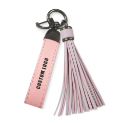 Custom Tassel Wristlet Keychain Luxury Leather Keyring for Engraving