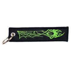 Free Custom Fabric Brand Key Ring Embroidered Double Sided logo Personalize Jet Tag Woven Printed Embroidery Keychain