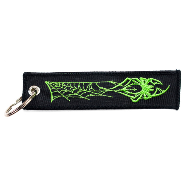 Free Custom Fabric Brand Key Ring Embroidered Double Sided logo Personalize Jet Tag Woven Printed Embroidery Keychain