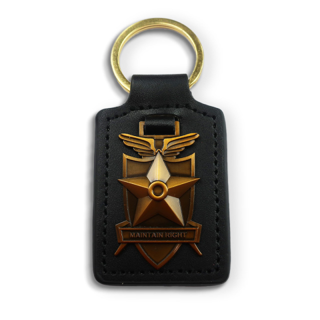 Fast Custom  Luxury Gifts Car Metal Logo Keyring Wholesale Award Star Shape Pu Leather Keychain