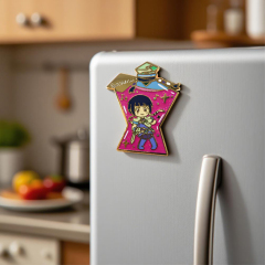Fast Customizable Cute Anime Picture Metal Engraved Alloy Durable Glitter Fridge Magnet Packaging