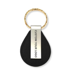 Promotional Gifts Fashion Trending Custom logo Buckle Key Holder Metal Leather Round Keychain  Gift Key Chains