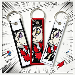 Cheap Woven Embroidered Fabric Keychain Custom Printed Anime Luggage Tag