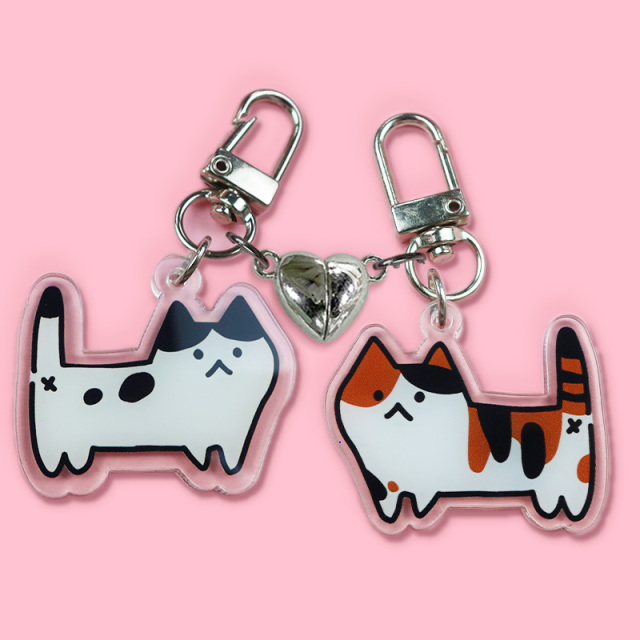 Custom Double Sided Acrylic Keychain Holographic Printed Magnet Heart Acrylic Charm