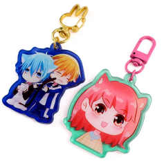 Customized Anime Keyring clear Key Tag School Bag Pendant Custom Printed Anime Frosted Acrylic Charm Custom Keychain