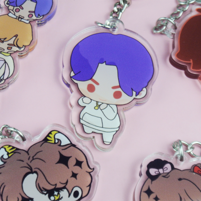 Wholesale Custom clear Transparent Acrylic Kpop Key Ring Keychain Epoxy Printed Acrylic Charm