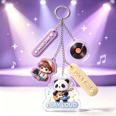 OEM Blind Box PVC Acrylic Keychain Set Cute 2D Cat Figure Bag Charm Wholesale Gift