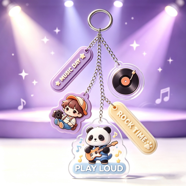 OEM Blind Box PVC Acrylic Keychain Set Cute 2D Cat Figure Bag Charm Wholesale Gift