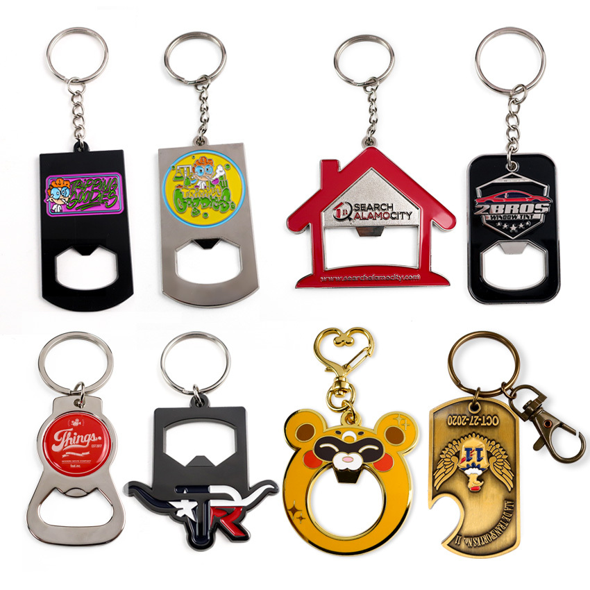 High Quality Advertising Soft Enamel Custom Logo Blank Keyring Metal Sublimation Bottle Opener Keychain