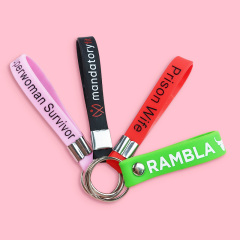 Custom Rubber Key Ring Sublimation Blank Silicone Wristlet Keychain Bulk