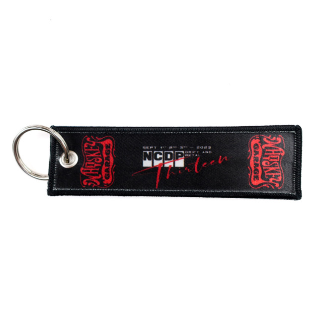 Free Custom Fabric Brand Key Ring Embroidered Double Sided logo Personalize Jet Tag Woven Printed Embroidery Keychain