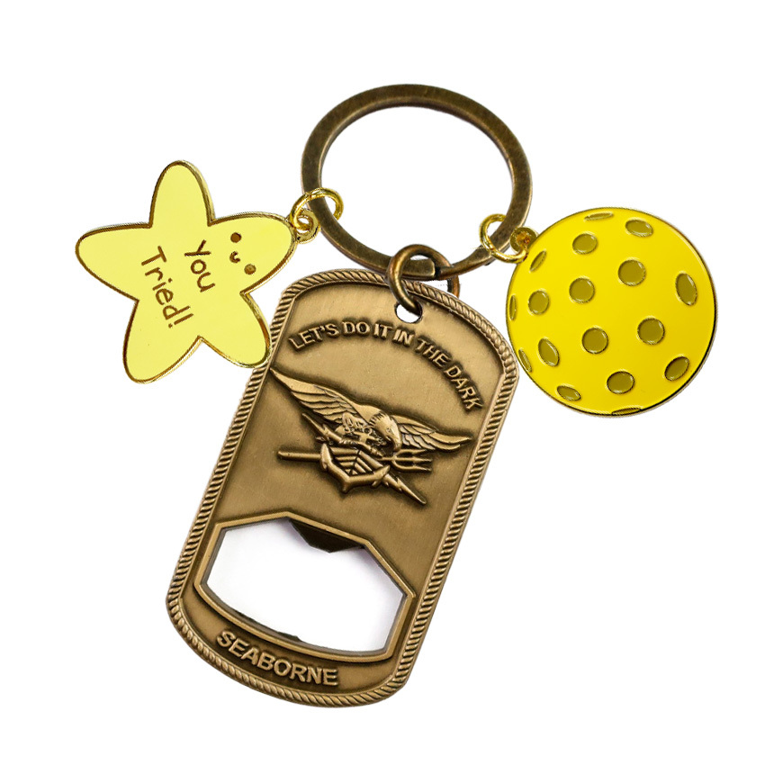 High Quality Zinc Alloy Custom Copper Plated Bottle Opener Key Chain Lobster Clasp Keyring Gadgets