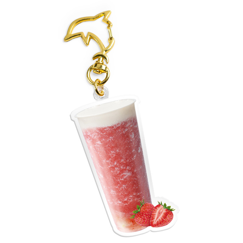 2022 Trending Custom logo Acrylic Charm Crystal Bubble Keyring Clasp Mini Marker Tea Drinker Keychain