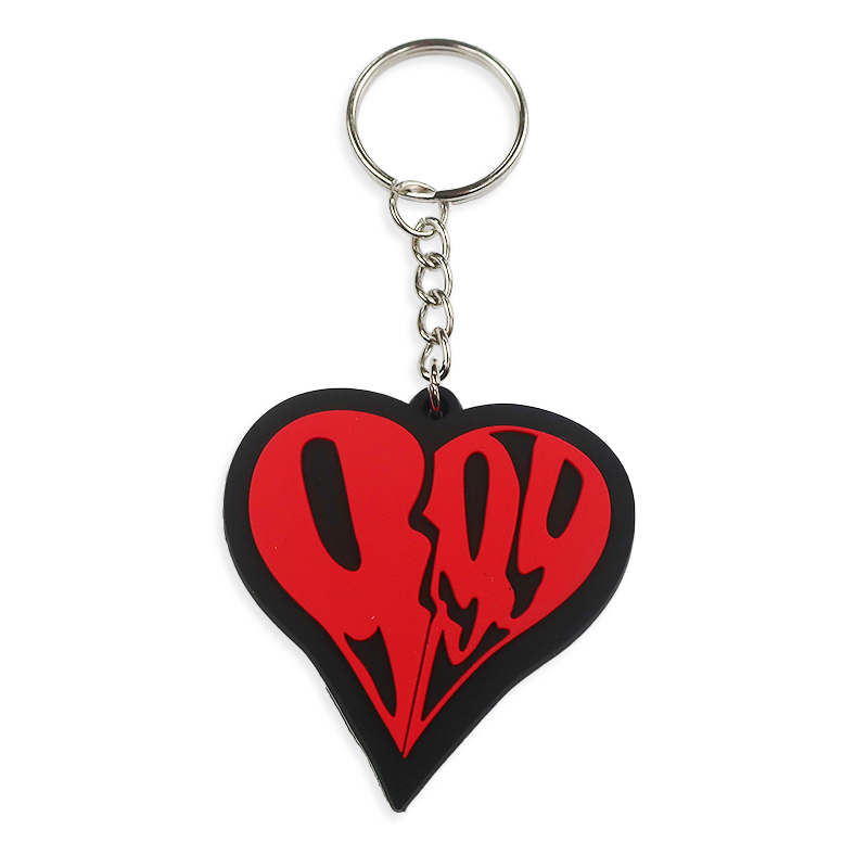 High Quality Custom Silicone Heart Soft Toy Model Pvc Label Rubber Patches Keychain
